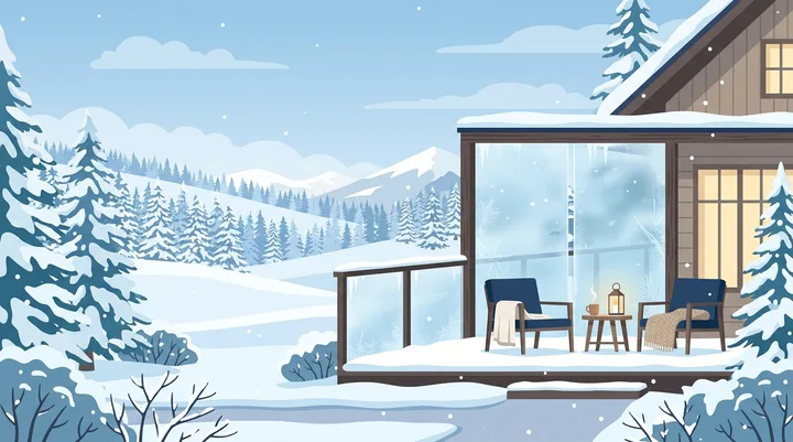 Безрамное остекление зимой