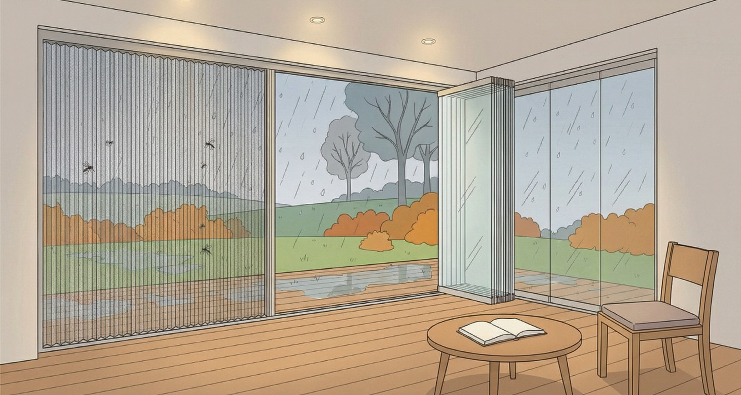 Glasster 7T: уютная терраса с безрамным остеклением, защита от дождя и ветра